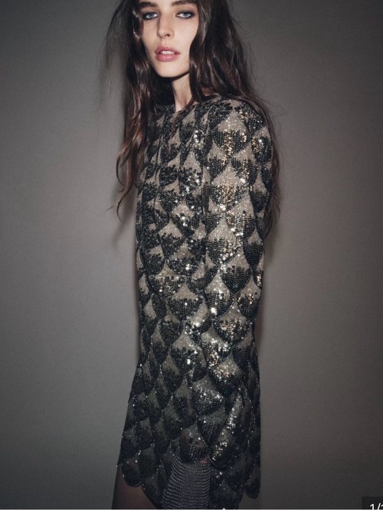 Zara Dresses & Skirts - NWT ZW COLLECTION SEQUIN MINI DRESS SILVER